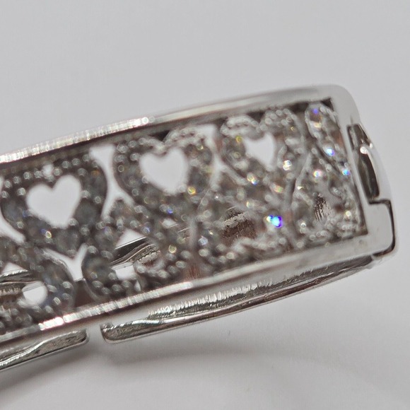 Rhinestone Heart Clusters Silver Tone‎ Bracelet Womens Jewelry - Picture 5 of 9